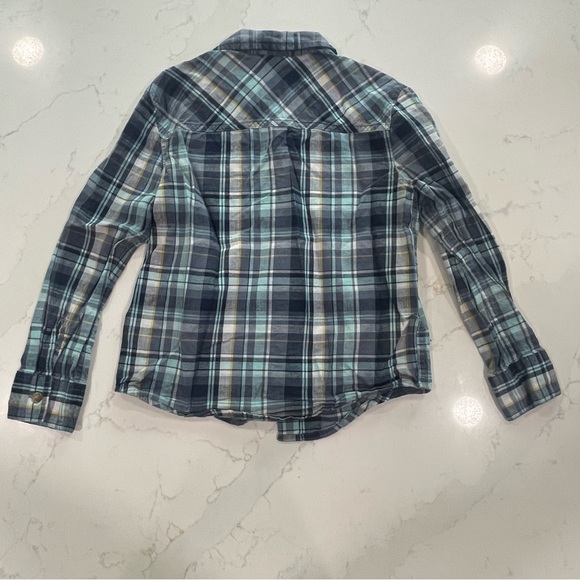 Boys Blue Plaid Button Down Shirt - Jumping Beans - Size 5 - Picture 2 of 7